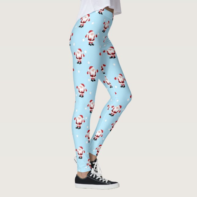 Weihnachtsfeiertag Santa Claus Blue Leggings (Rechts)