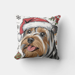 Weihnachtsfeiertag Santa Dog Terrier Throw Kissen