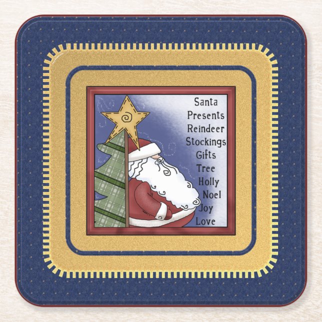 Weihnachtsfeiertag Santa Party Barware Untersetzer (Vorderseite)