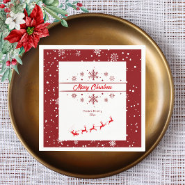 Weihnachtsfeiertag Santa Sleigh | Schneeflocken Serviette