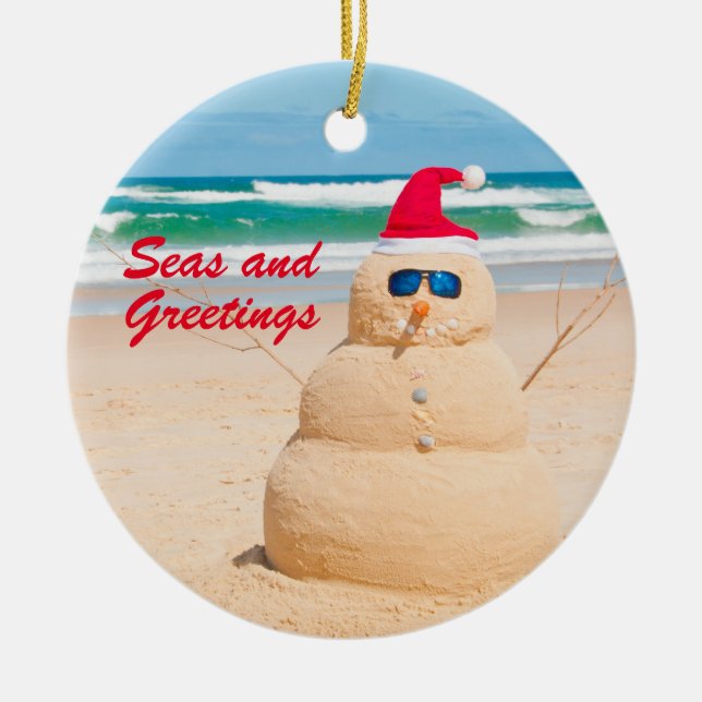 Weihnachtsfeiertag Schneemann Keramik Ornament (Vorne)