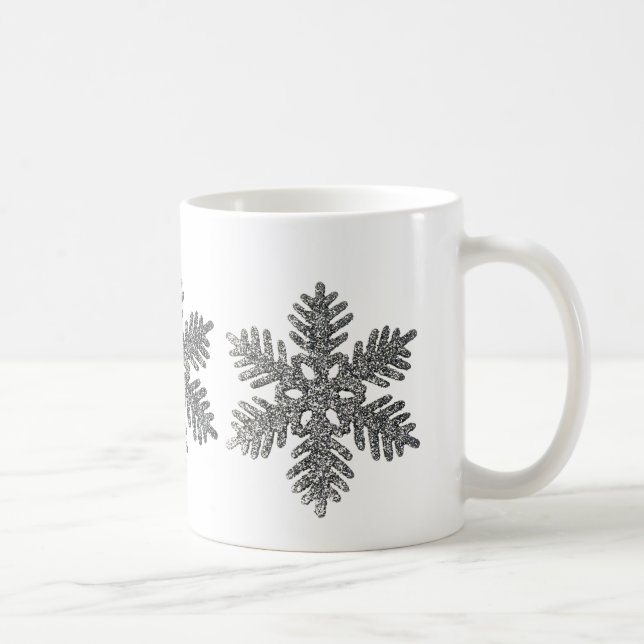 Weihnachtsfeiertag Silber Snowflake Star Design Kaffeetasse (Rechts)
