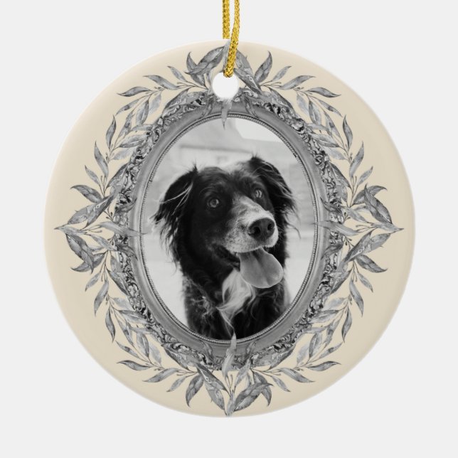 Weihnachtsfeiertag Silver Frame Foto Feierlich Keramik Ornament (Vorne)