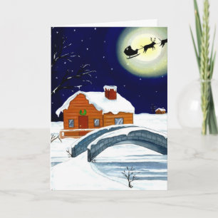Weihnachtsfeiertag Sitzplatz Kabine Santa Sleigh R Feiertagskarte
