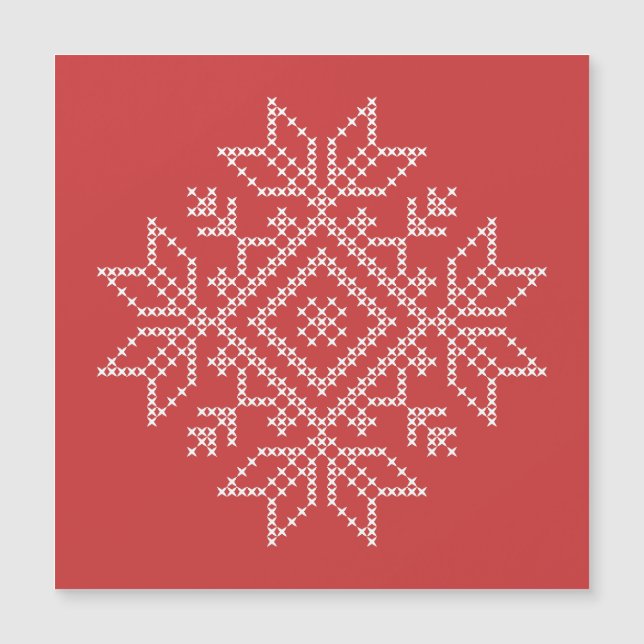 Weihnachtsfeiertag skandinavische Schneeflocke Magnetkarte (Vorderseite)