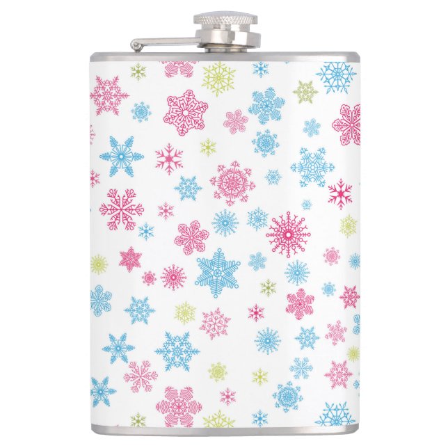 Weihnachtsfeiertag Snowflake Muster Flachmann (Vorderseite)