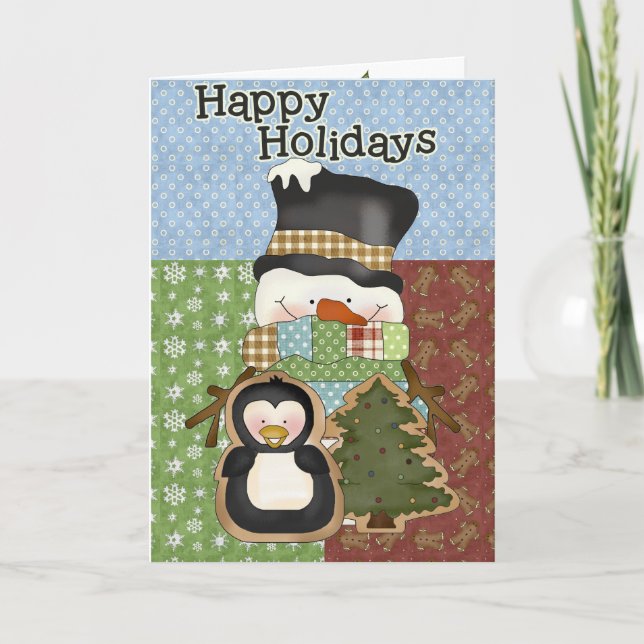Weihnachtsfeiertag Snowman Gruß oder Einladung (Vorderseite)