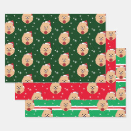 Weihnachtsfeiertag Spitz Hund Schneeflocke Geschenkpapier Set