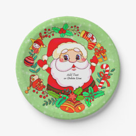 Weihnachtsfeiertag Strumpf Cane Present Holly 7" Pappteller