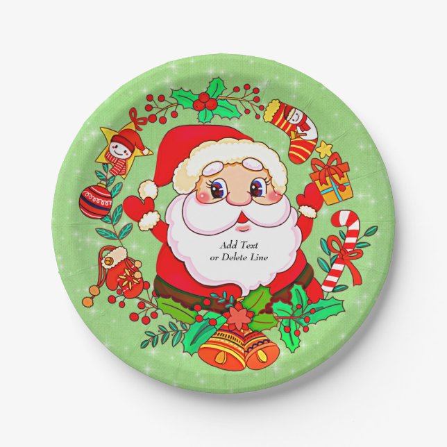 Weihnachtsfeiertag Strumpf Cane Present Holly 7" Pappteller (Vorderseite)