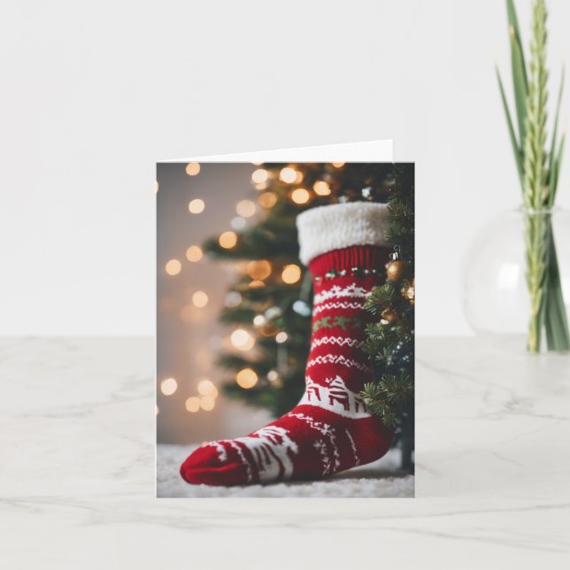 Weihnachtsfeiertag Strumpf Feiertagskarte (Vorderseite)