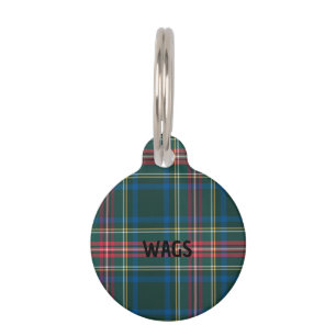 Weihnachtsfeiertag Tartan Karierter Haustier Name  Haustiermarke