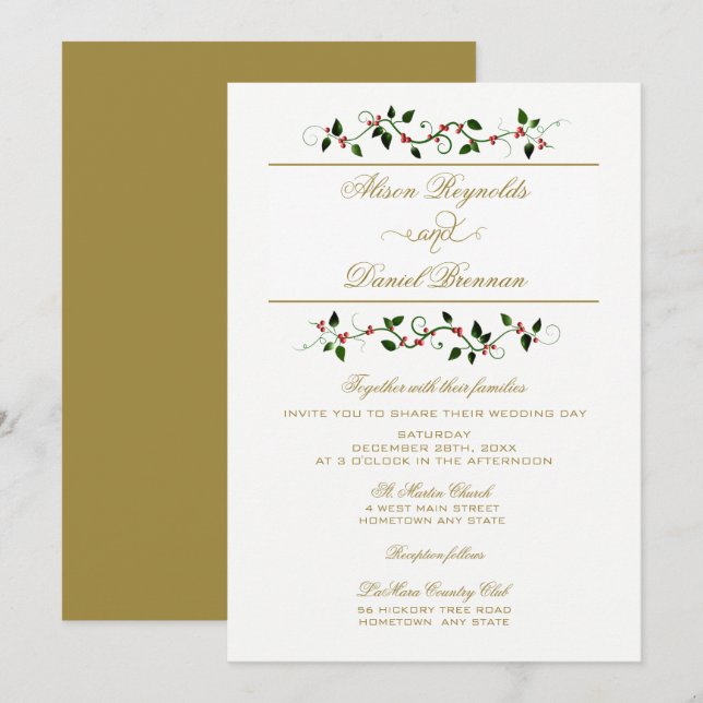 Weihnachtsfeiertag Traditionelle Hochzeitseinladun Einladung (Vorne/Hinten)