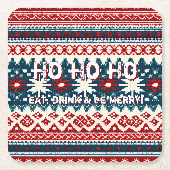 Weihnachtsfeiertag Ugly Sweater Party Rechteckiger Pappuntersetzer (Vorderseite)