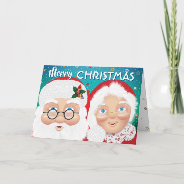 Weihnachtsfeiertag und Frau Claus Karte (Vorderseite)