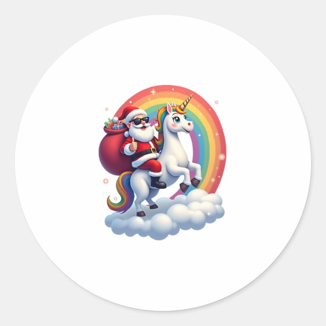 Weihnachtsfeiertag - Unicorn Runder Aufkleber (Vorderseite)