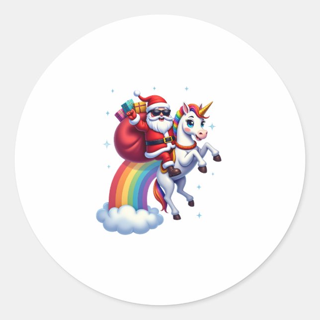 Weihnachtsfeiertag - Unicorn Runder Aufkleber (Vorderseite)