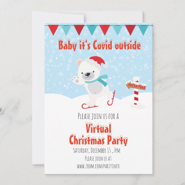 Weihnachtsfeiertag Virtual Baby seine Covid Outdoo Einladung (Vorderseite)