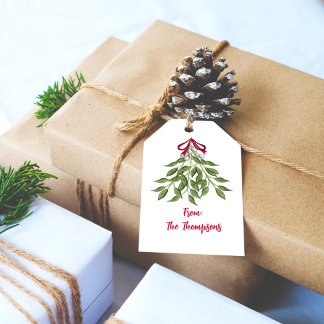 Weihnachtsfeiertag Wasserfarbe Merry Mistletoe Nie Geschenkanhänger