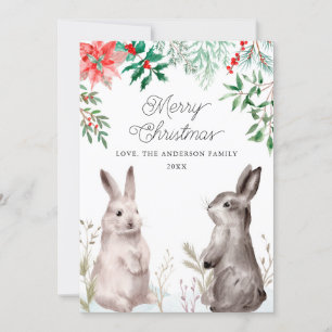 Weihnachtsfeiertag Wasserfarben Bunny. Kaninchen Feiertagskarte