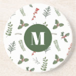 Weihnachtsfeiertag Wasserfarbenwelt und Berry Getränkeuntersetzer<br><div class="desc">Ein wunderschönes Aquarell-Grün und ein rotes Beerenmuster bilden den Rahmen für Ihren Auftakt zu diesem außergewöhnlichen Untersetzer.</div>