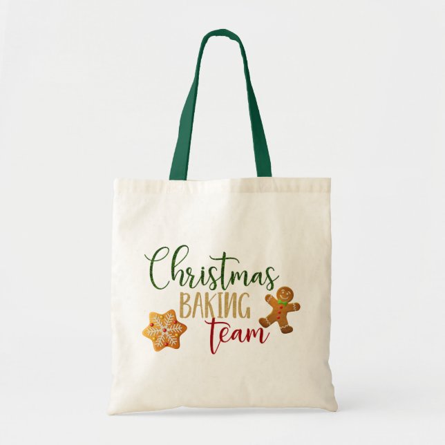 Weihnachtsfeiertag - "Weihnachtsbacken-Team" - Grn Tragetasche (Vorne)