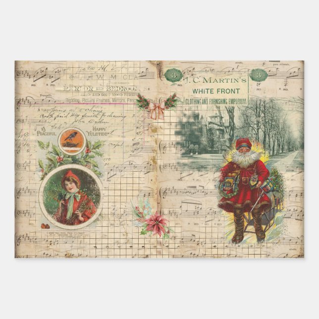 Weihnachtsfeiertag Weihnachtsfeiertag und Musikere Geschenkpapier Set (Vorderseite)