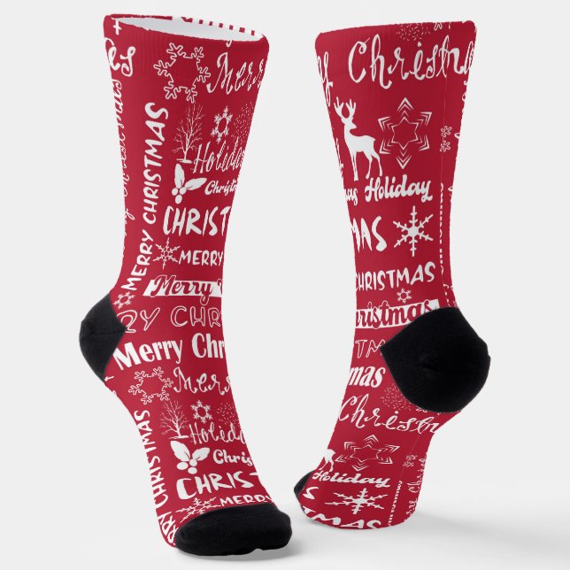 Weihnachtsfeiertag, Weihnachtsmuster, Winter Socken (Gewinkelt)