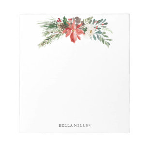 Weihnachtsfeiertag Winter Blumengestation Notepad Notizblock