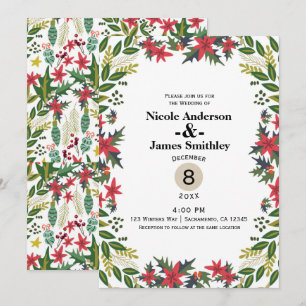 Weihnachtsfeiertag Winter Hochzeit floral Rustikal Einladung