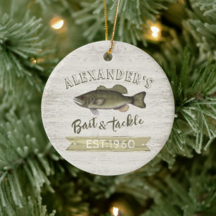 Weihnachtsfeiertag Wood Whimsical Wildlife Fischen Keramik Ornament