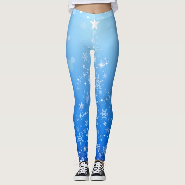 Weihnachtsfeiertage Ästhetik Shining Star Blue Leggings (Vorderseite)
