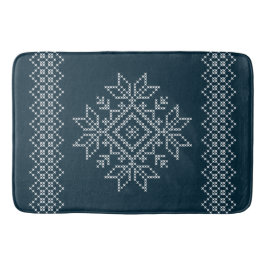 Weihnachtsfeiertage Blaue Schneeflocke Badematte