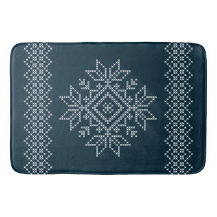 Weihnachtsfeiertage Blaue Schneeflocke Badematte