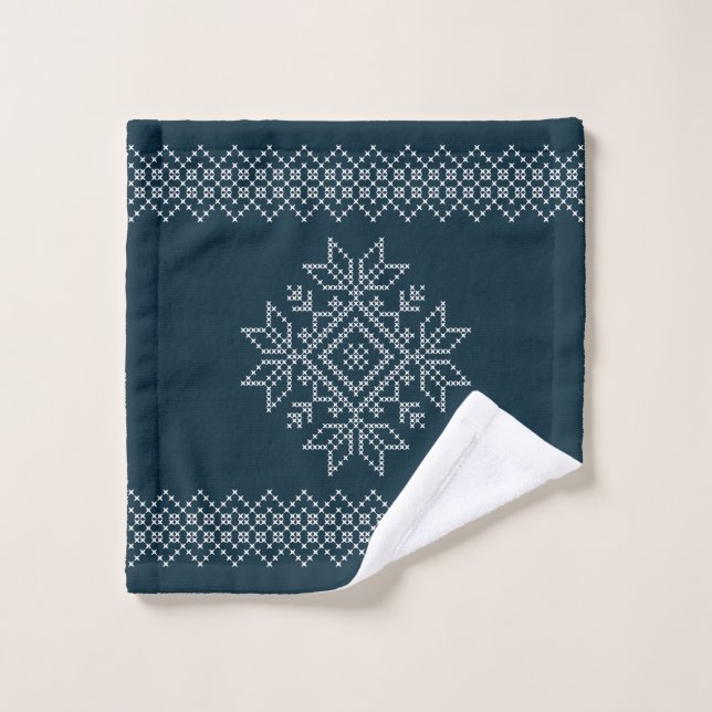 Weihnachtsfeiertage Blaue Schneeflocke Waschlappen (Waschlappen)
