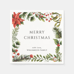 Weihnachtsfeiertage Botanisches Elegantepapier Serviette