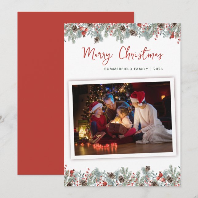 Weihnachtsfeiertage Botanisches Foto Feiertagskarte (Vorne/Hinten)