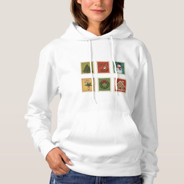Weihnachtsfeiertage Briefmarke Hoodie (Vorderseite)