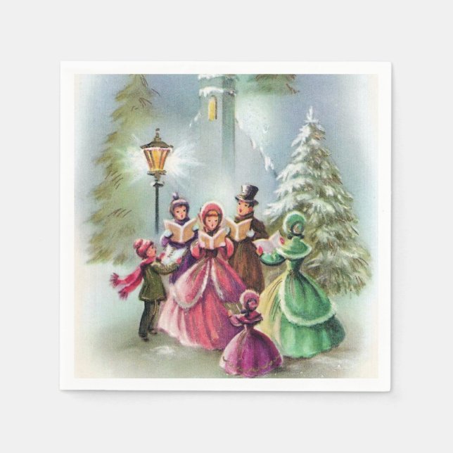 Weihnachtsfeiertage Carolers Party Servietten (Vorderseite)