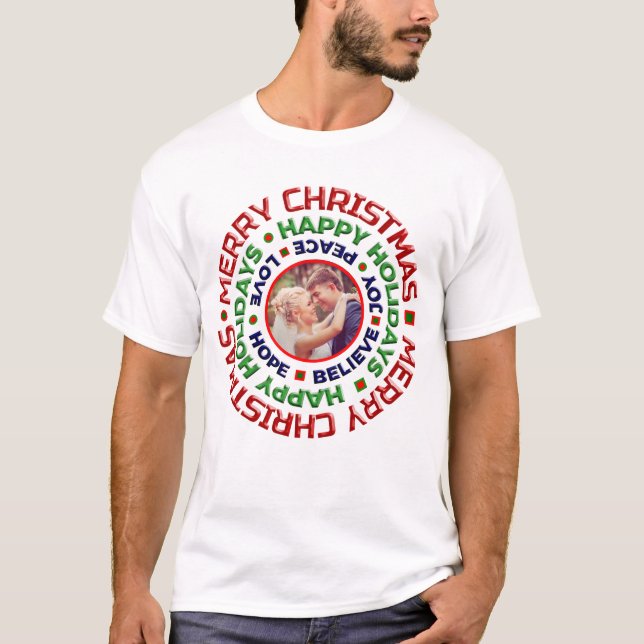 Weihnachtsfeiertage Familienfeier Foto Persönlich  T-Shirt (Vorderseite)