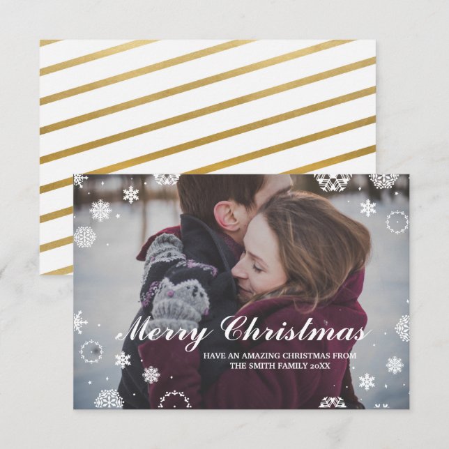 Weihnachtsfeiertage Fotokarte Xmas Paar Einladung (Vorne/Hinten)