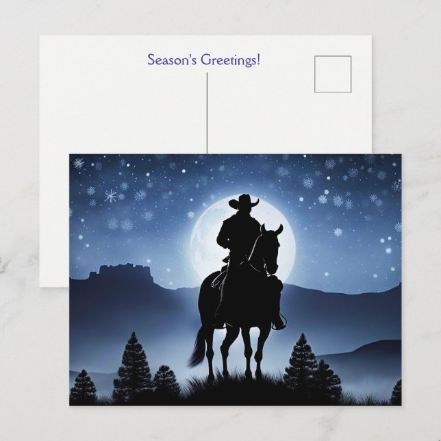 Weihnachtsfeiertage Frohe Festtage Cowboy Postkarte (Vorne/Hinten)