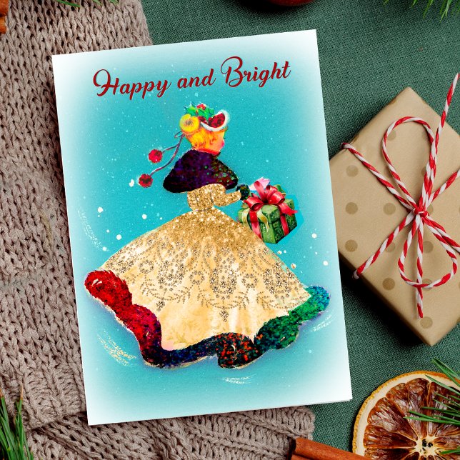 Weihnachtsfeiertage Geschenkboxen Gold Glitzer Gir Einladung (Von Creator hochgeladen)