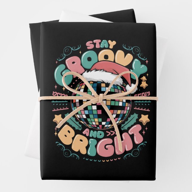 Weihnachtsfeiertage Groovy Bleibe Groovy und hell Geschenkpapier Set (Beispiel)