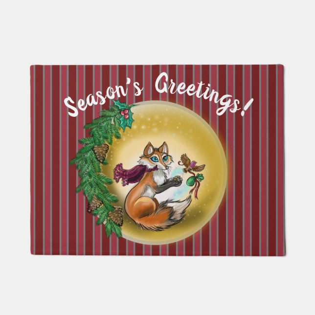 Weihnachtsfeiertage Grußgeschenk Fox Fußmatte (Vorderseite)