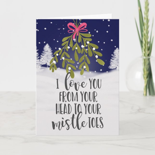 Weihnachtsfeiertage I Liebe Sie mistletopun lustig Karte (Vorderseite)