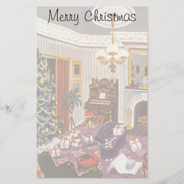 Weihnachtsfeiertage im Wohnzimmer Briefpapier (Vorderseite)