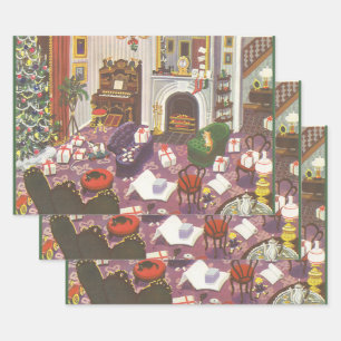 Weihnachtsfeiertage im Wohnzimmer Geschenkpapier Set