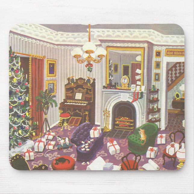 Weihnachtsfeiertage im Wohnzimmer Mousepad (Vorne)