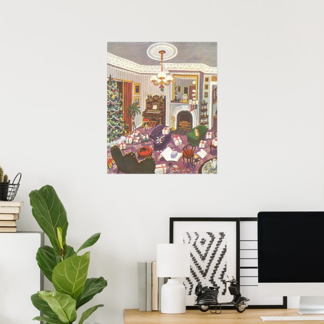 Weihnachtsfeiertage im Wohnzimmer Poster (Heimbüro)